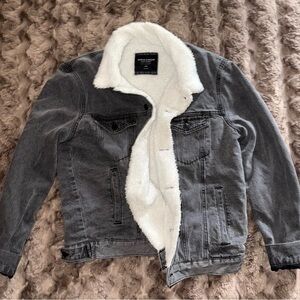 Gray Denim Sherpa-Lined Jean Jacket
